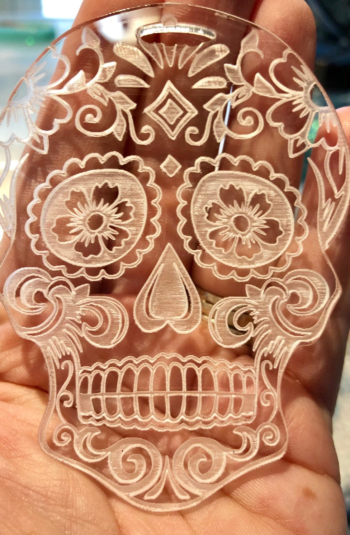 RadPad Etched Acrylic Sugar Skull for Holding Xray Markers