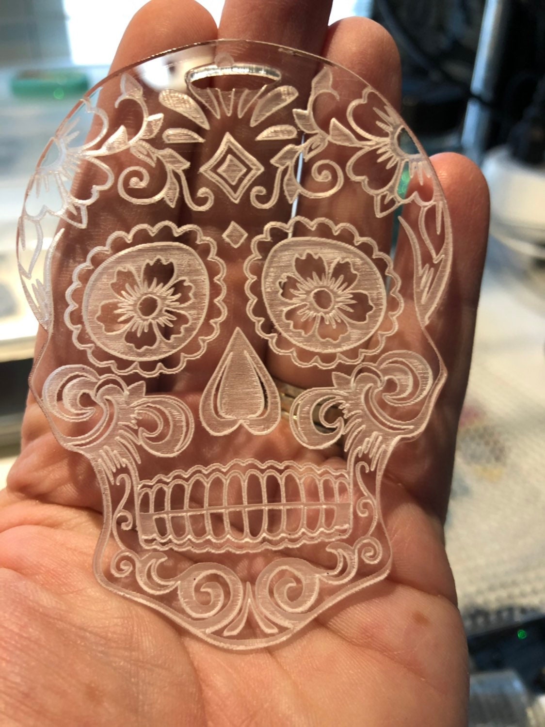 RadPad Etched Acrylic Sugar Skull for Holding Xray Markers