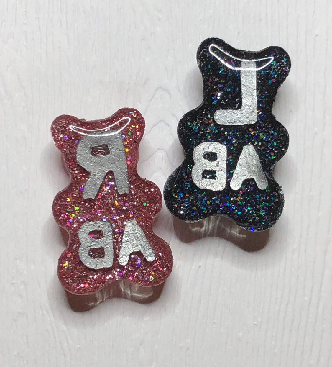 Candy Bears Customized with 2 Initials Hot Pink and Green