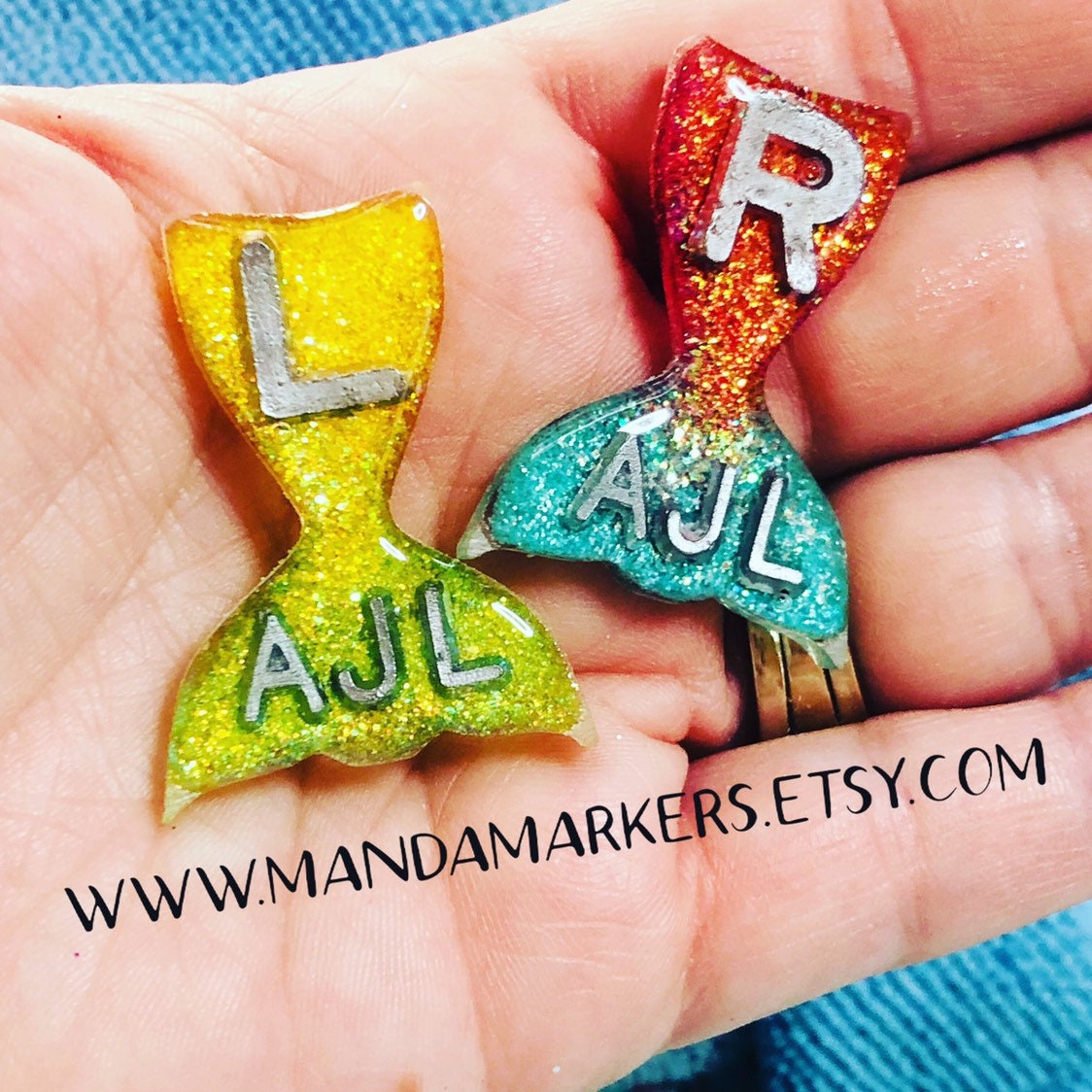 Mermaid Tail Xray Markers Customized with 2-3 Initials