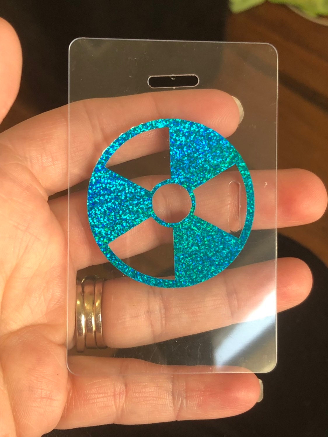 Rad Pad for Holding Xray Markers Holographic Radiation Symbol Turquoise