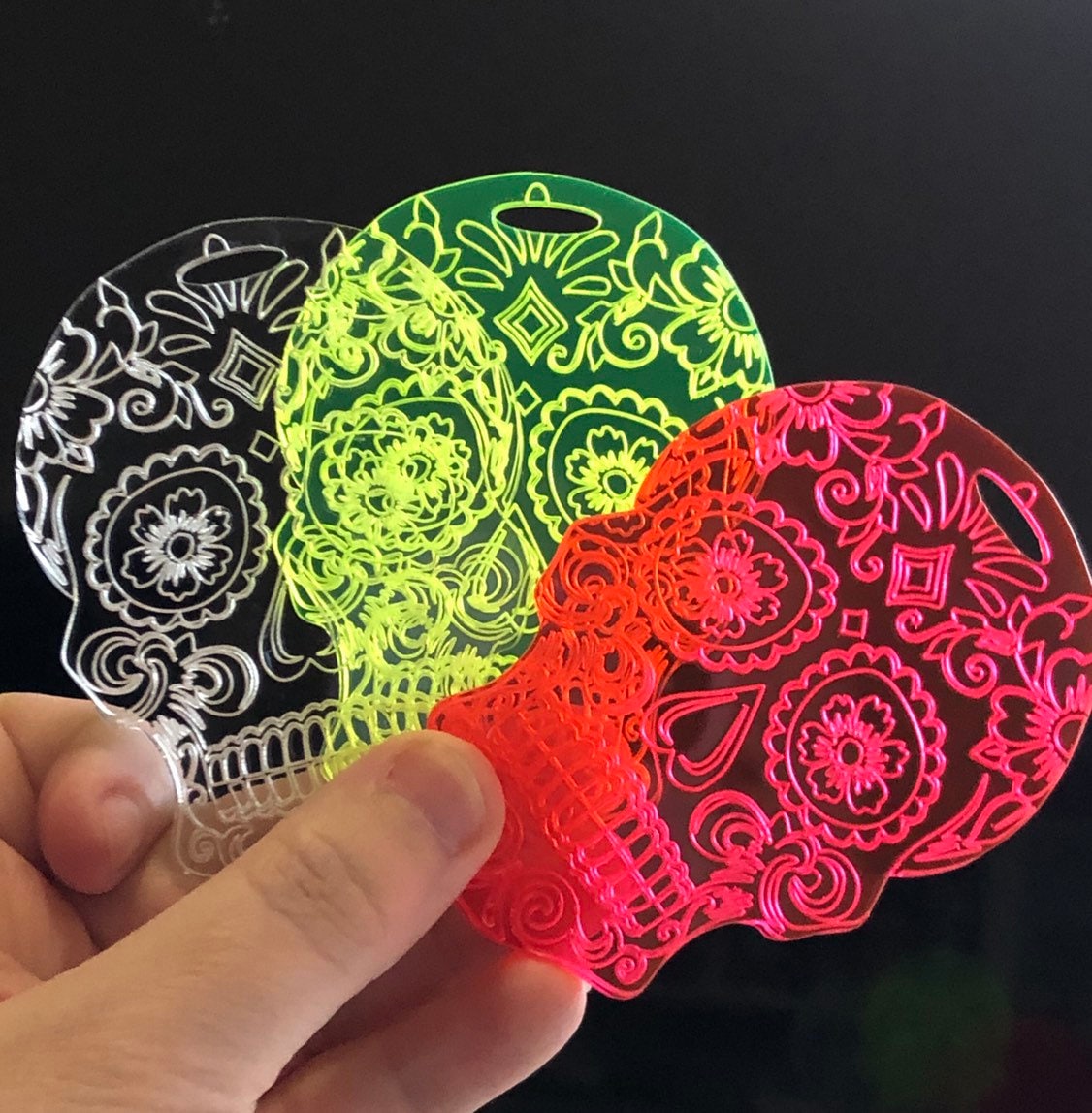 RadPad Etched Acrylic Sugar Skull for Holding Xray Markers