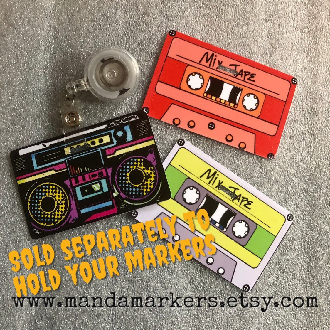 Mixed Tape and Stereo Box Xray Markers Customized with Initials