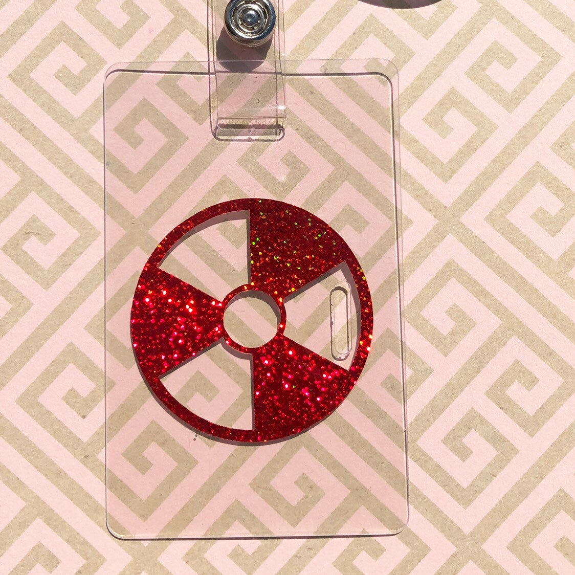 Rad Pad for Holding Xray Markers Holographic Radiation Symbol Red