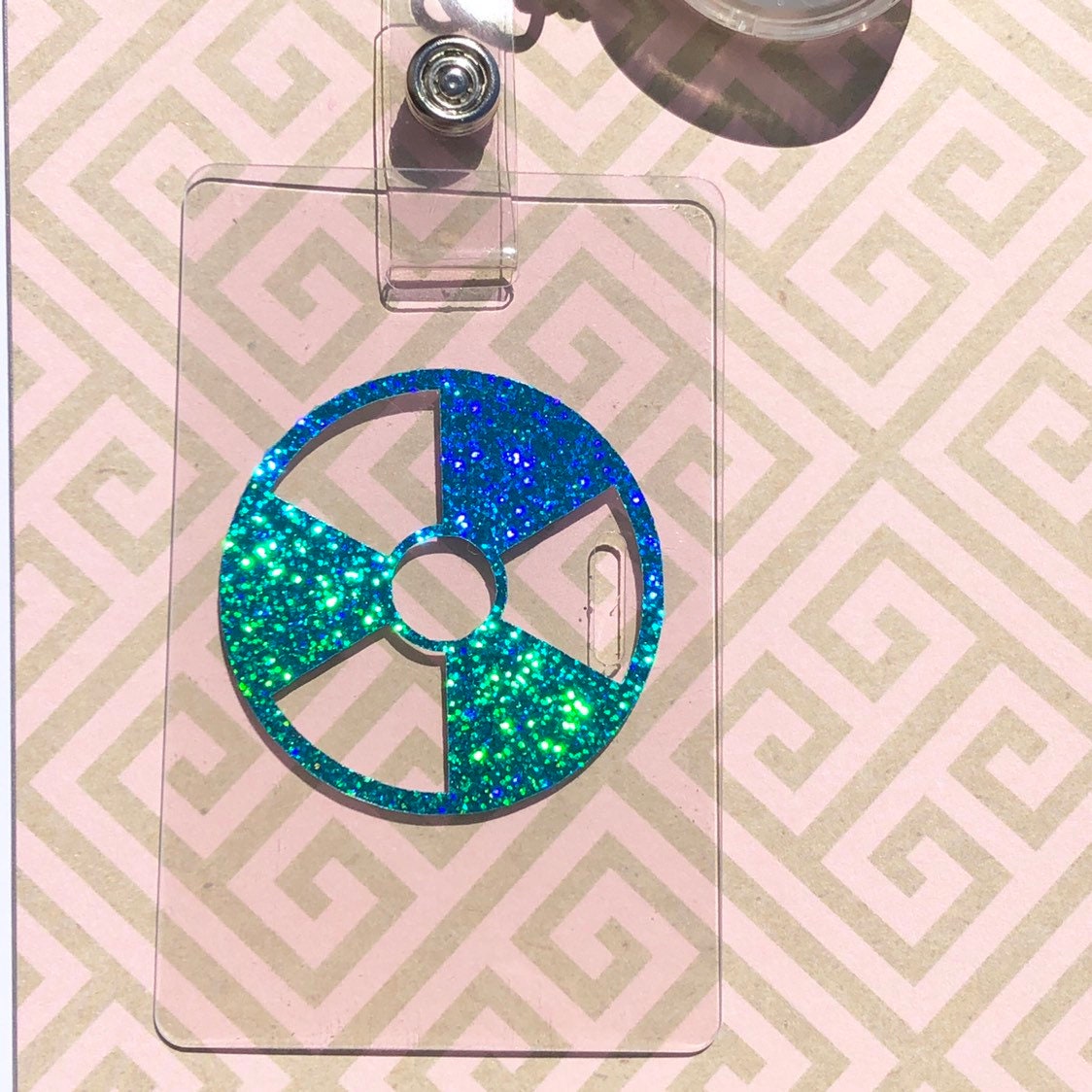 Rad Pad for Holding Xray Markers Holographic Radiation Symbol Turquoise