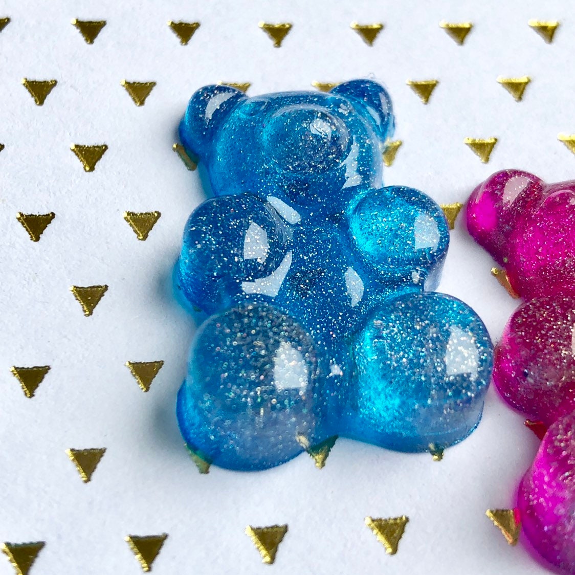 Candy Bears Customized with 2 Initials Pink and Blue Sparkle