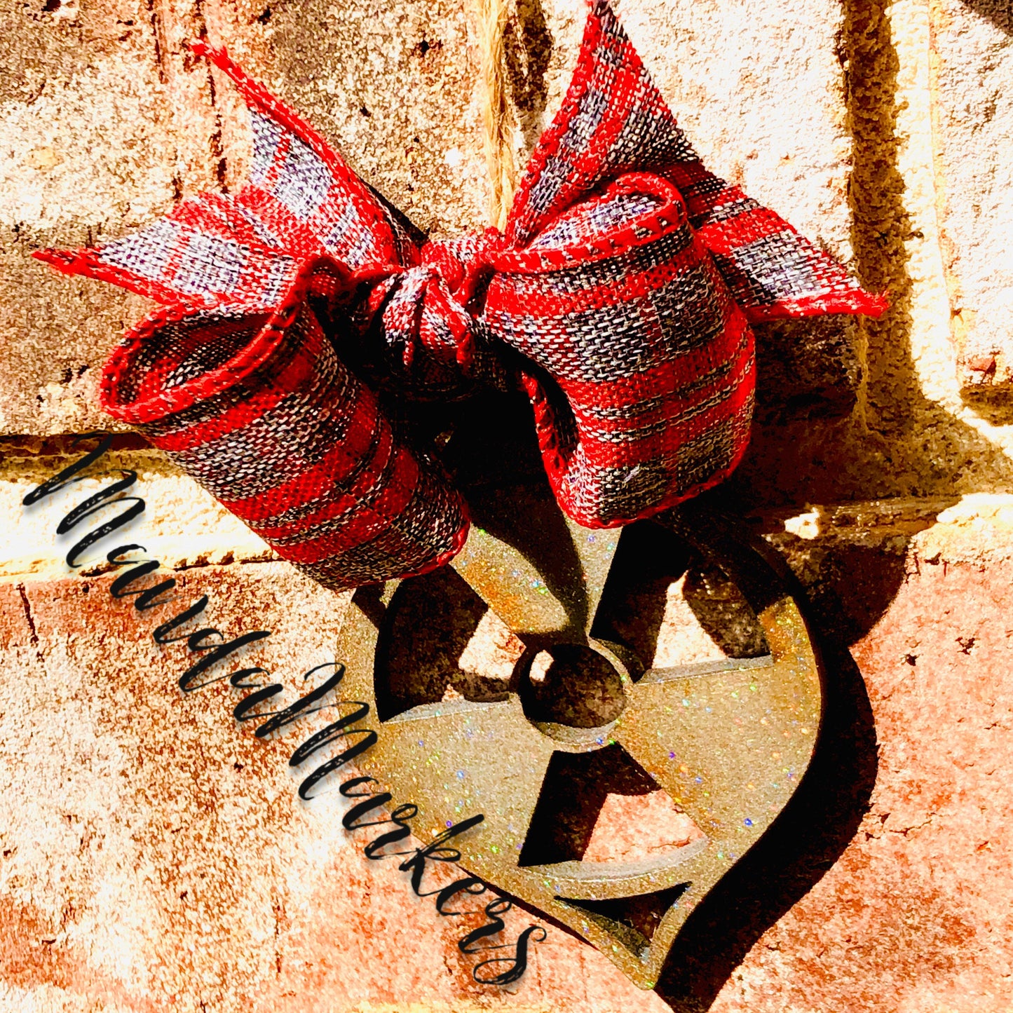 Christmas Ornament Radiation Symbol in Rustic Silver with Sparkles