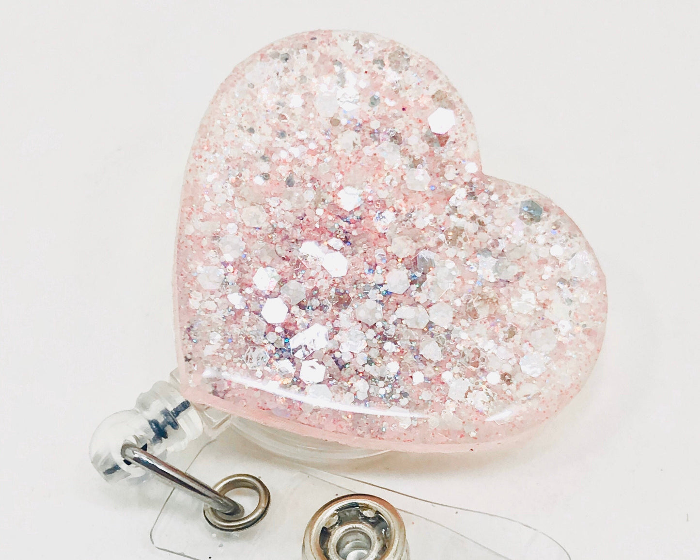 Badge Reel Heart Shaped Pink Ice
