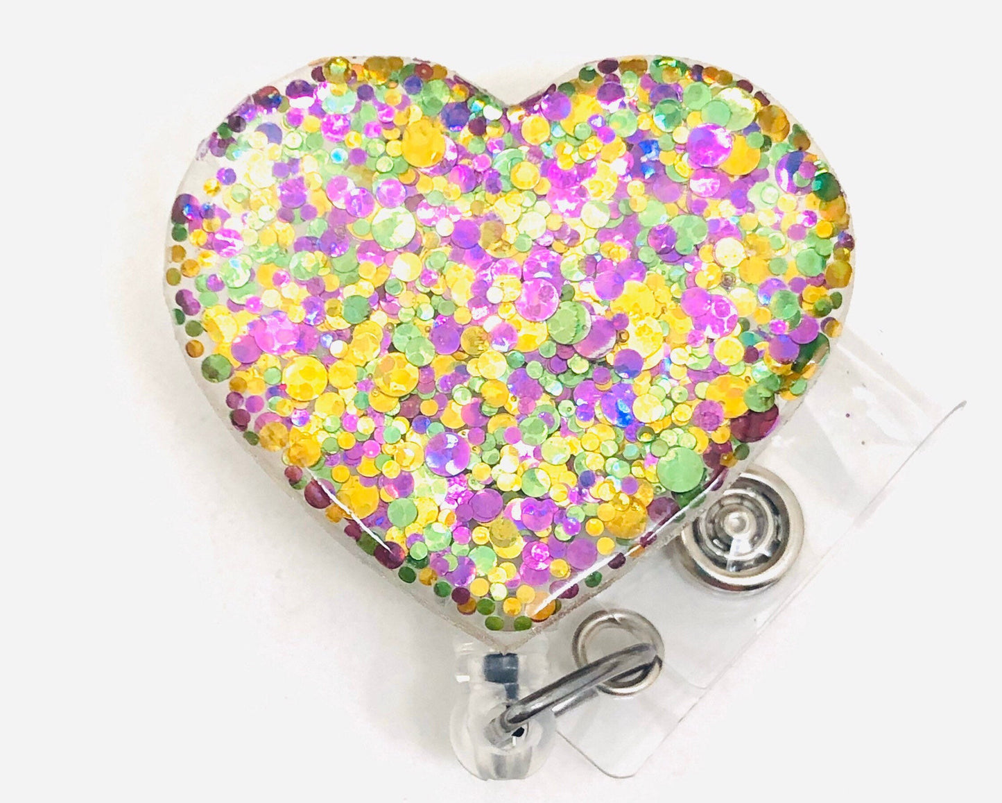 Badge Reel Mardi Party Dots Heart