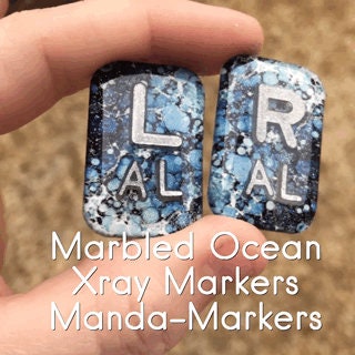 Marbled  Ocean Xray Markers Customized with Lead Initials