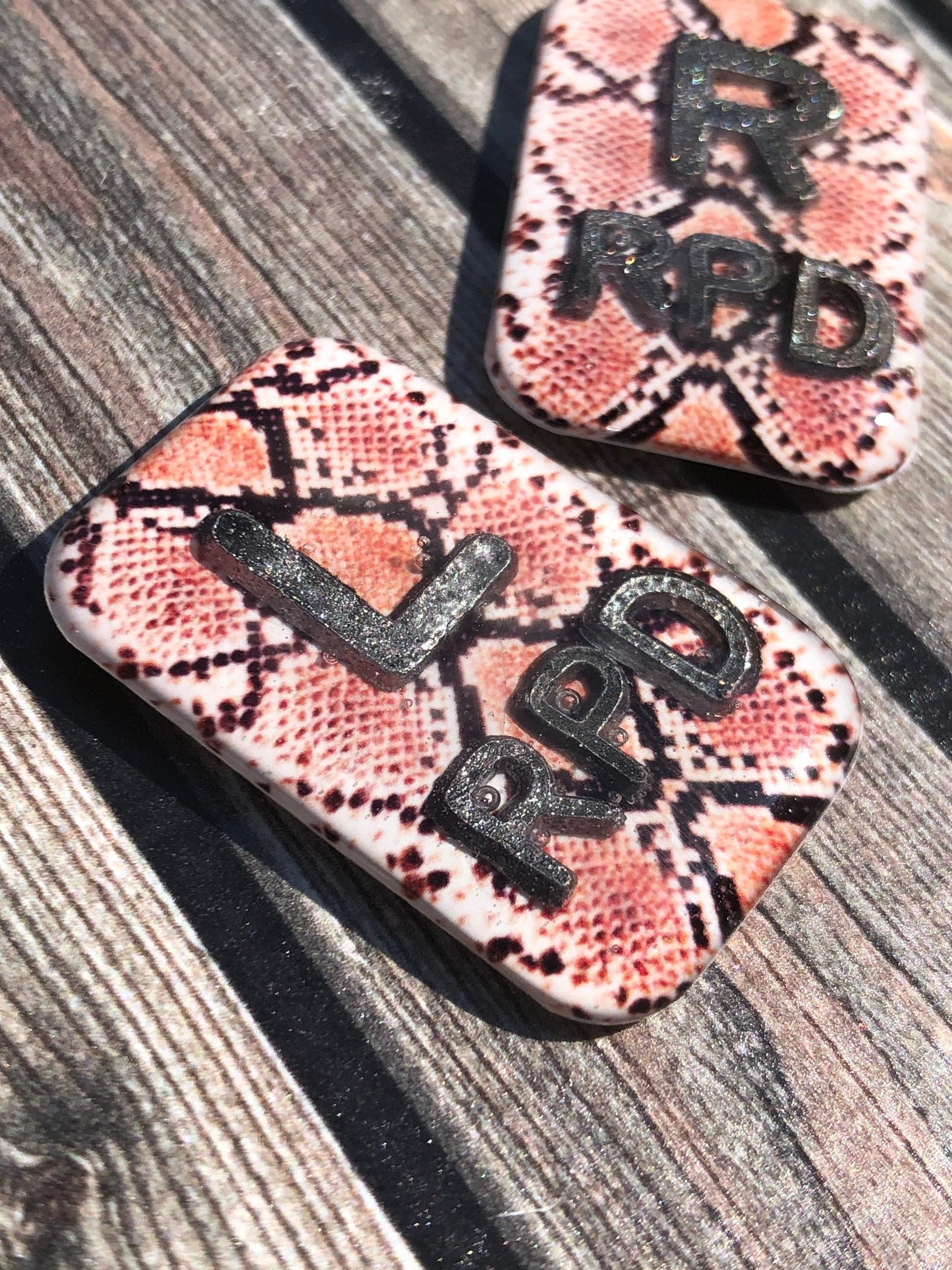 Snakeskin Print Xray Markers Customized with Black Initials