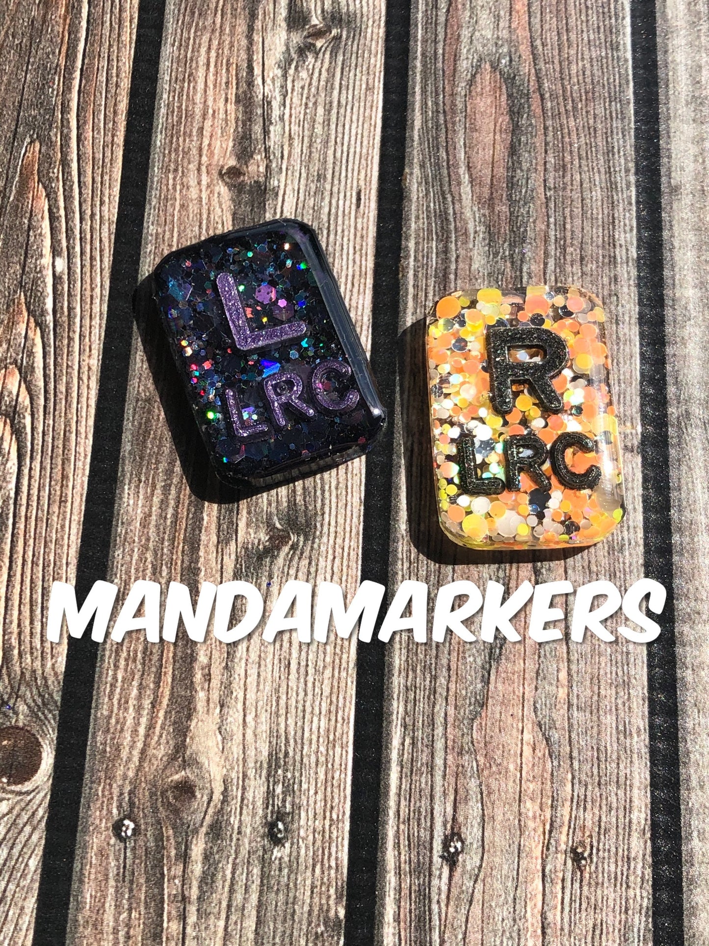 Candy Corn and Halloween Black Xray Markers Rectangle Customized with BLACK and PURPLE Initials