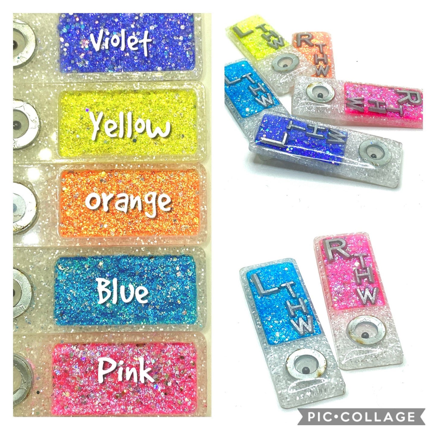 BB Position Bead White Glitter Base Neon Xray Markers Customized with 2-3 initials