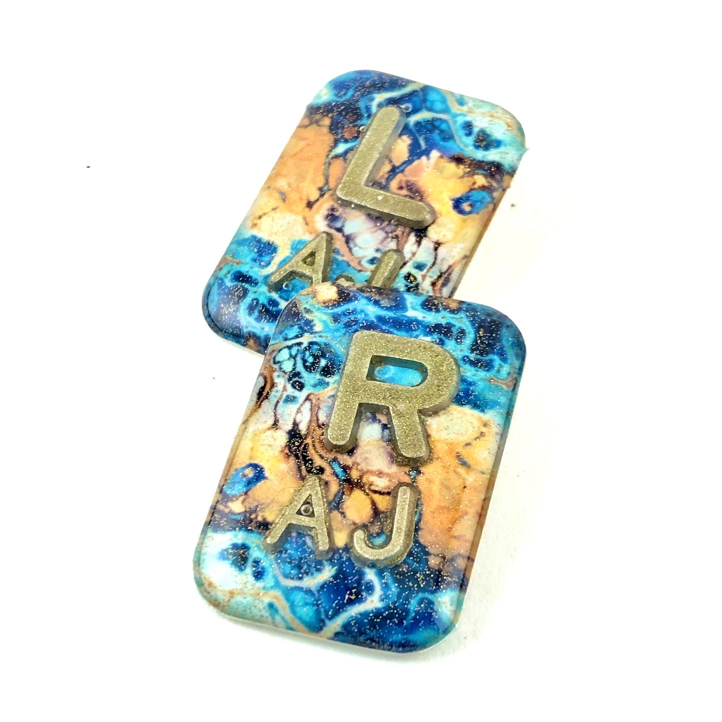 Marbled Xray Markers Customized with Gold Lead Initials