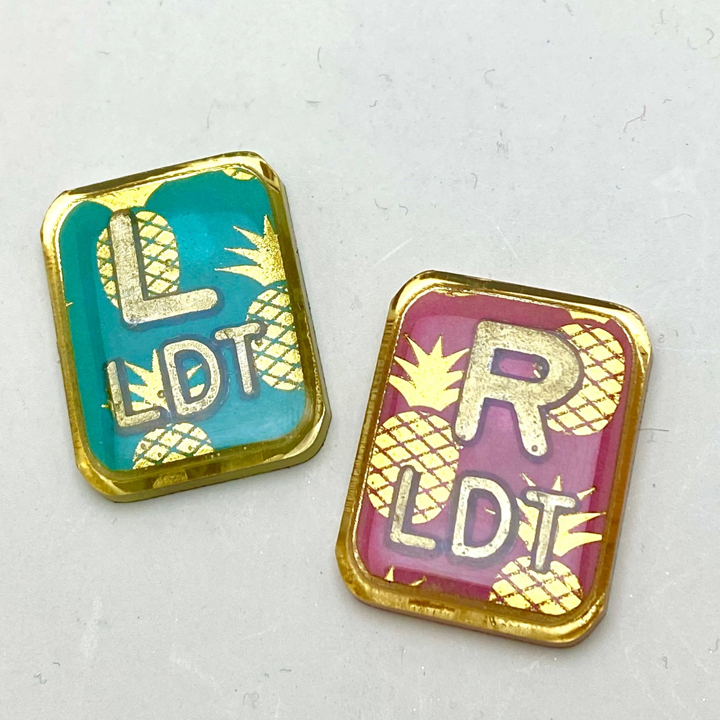 Gold Foil Pineapple Xray Markers Customized with Gold Initials