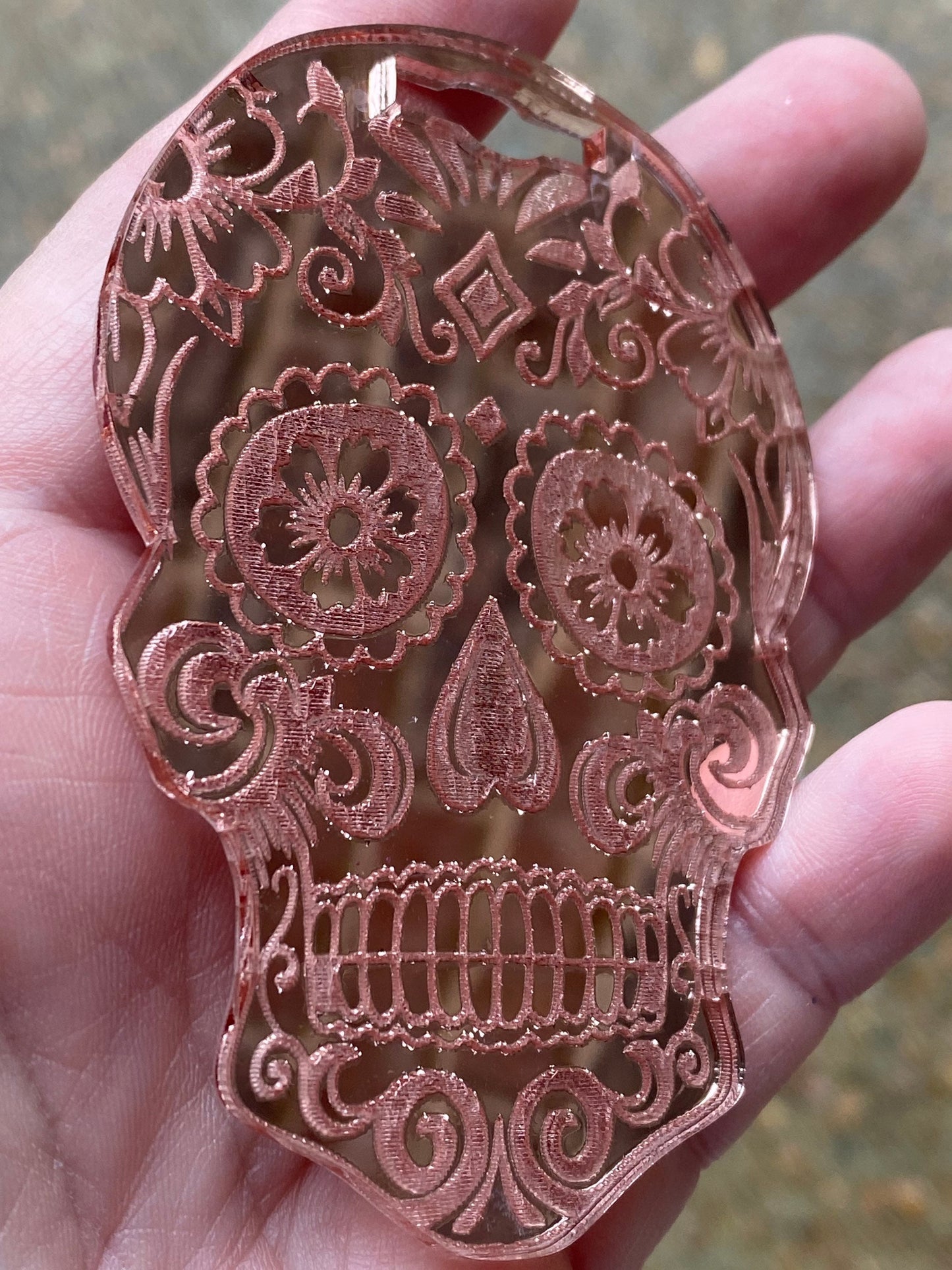 Rose Gold Mirror Look Sugar Skull RadPad for Holding Xray Markers