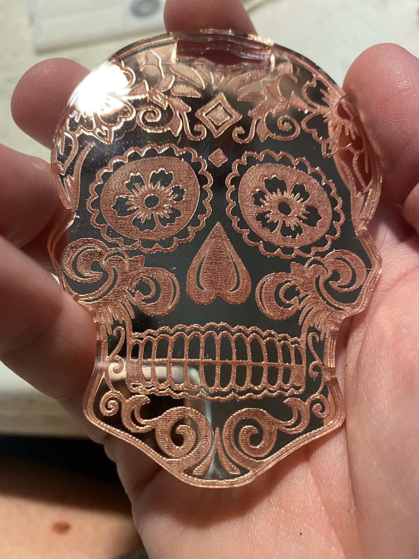 Rose Gold Mirror Look Sugar Skull RadPad for Holding Xray Markers