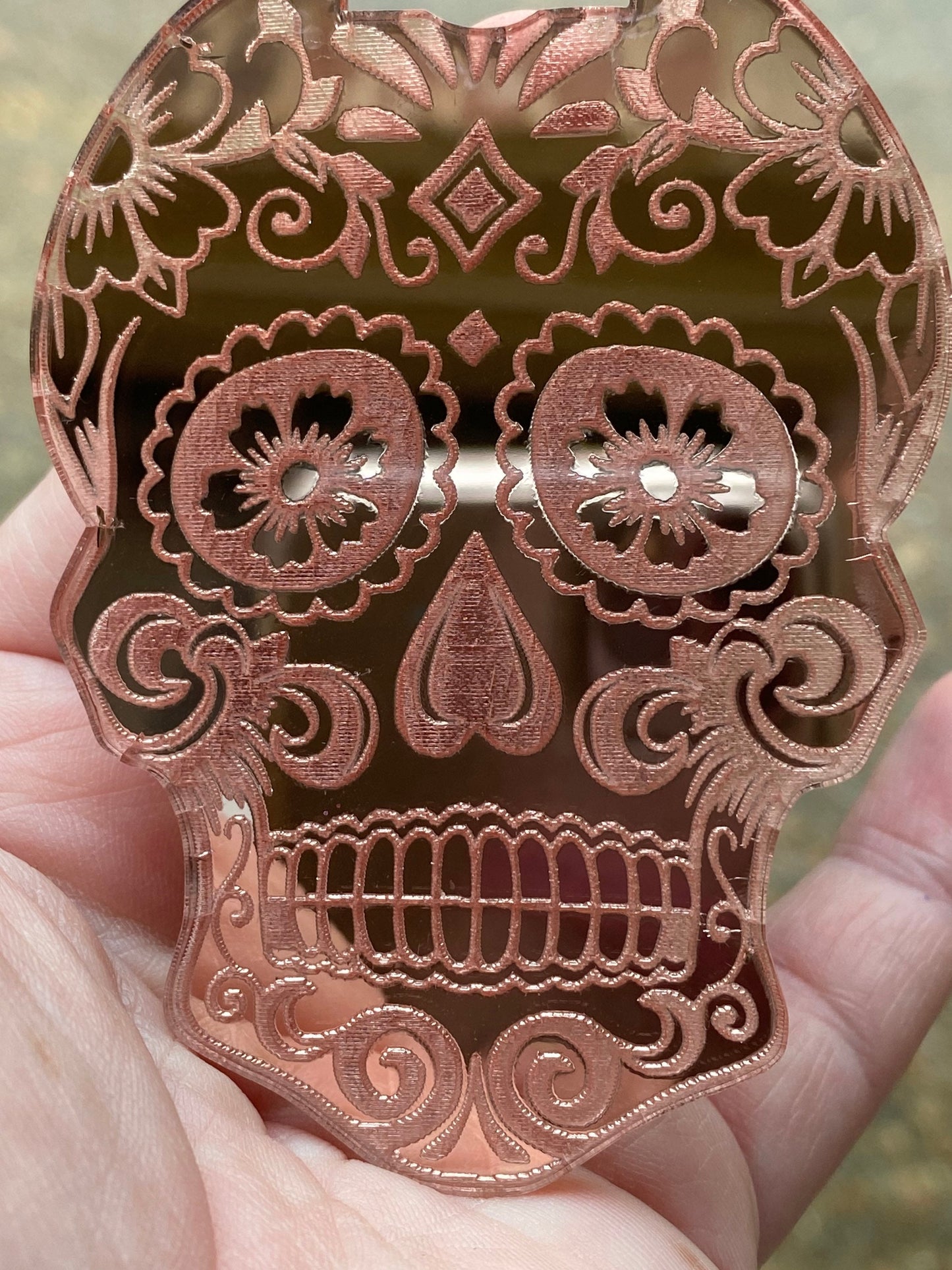 Rose Gold Mirror Look Sugar Skull RadPad for Holding Xray Markers