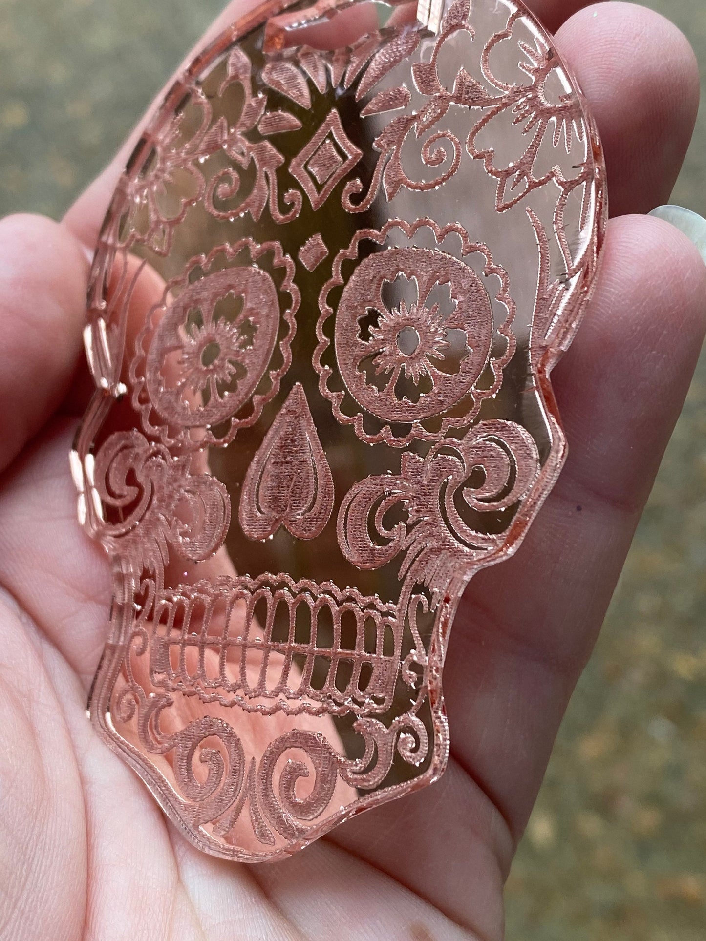 Rose Gold Mirror Look Sugar Skull RadPad for Holding Xray Markers