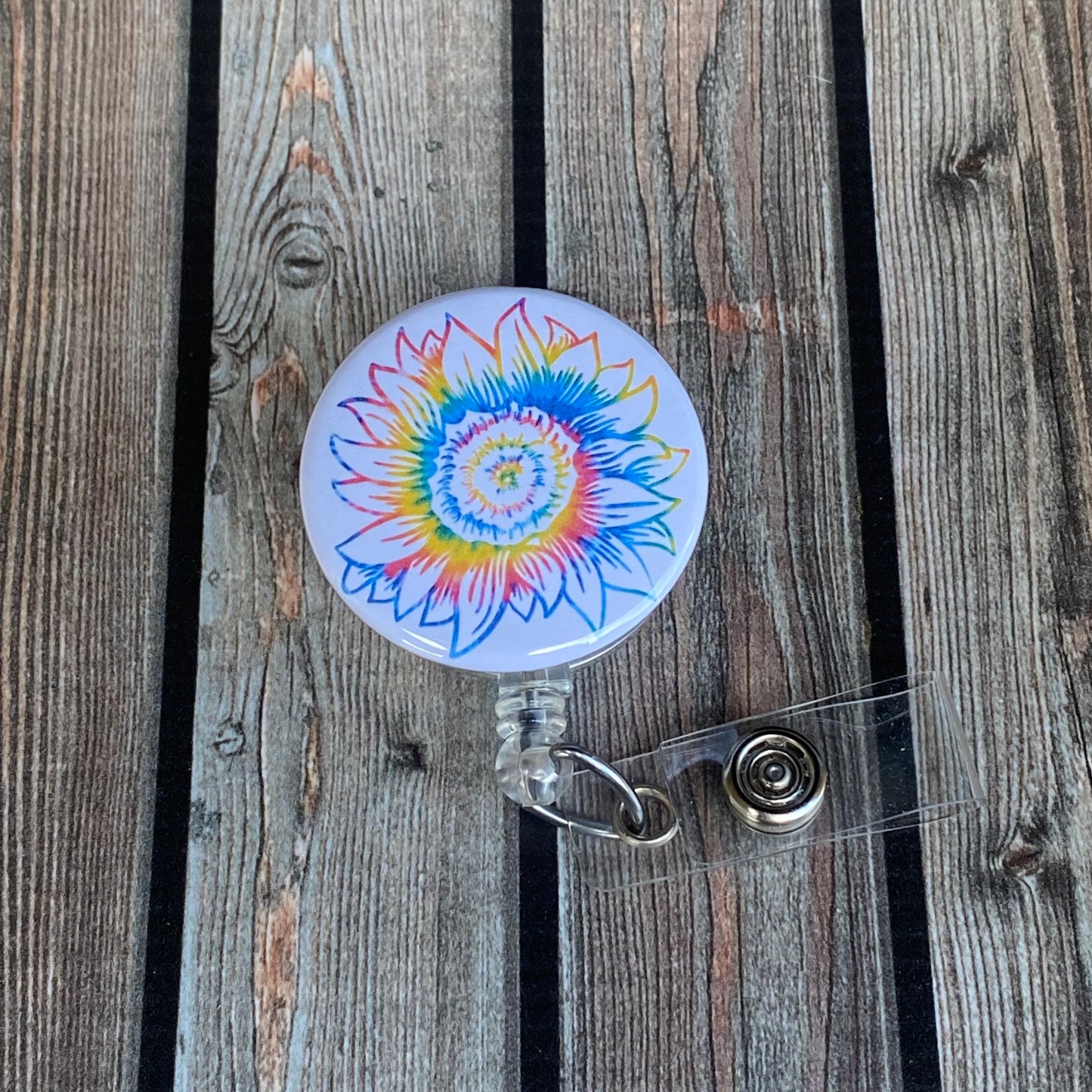 Badge Reel Sunflower Tye Dye