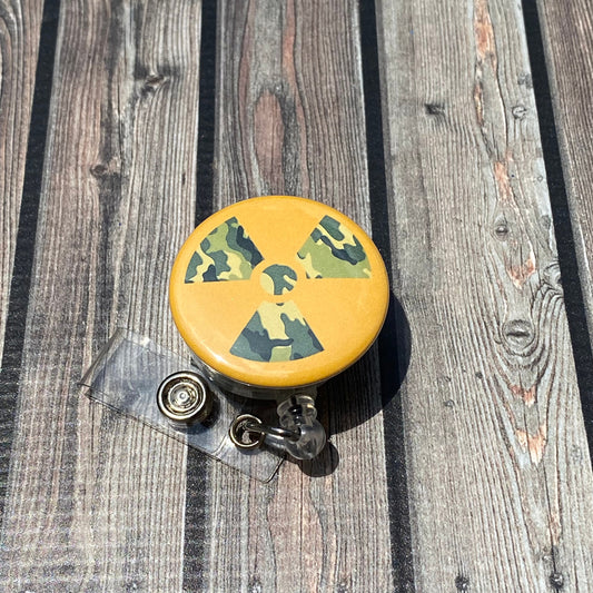 Badge Reel Radiation Symbol Camouflaged