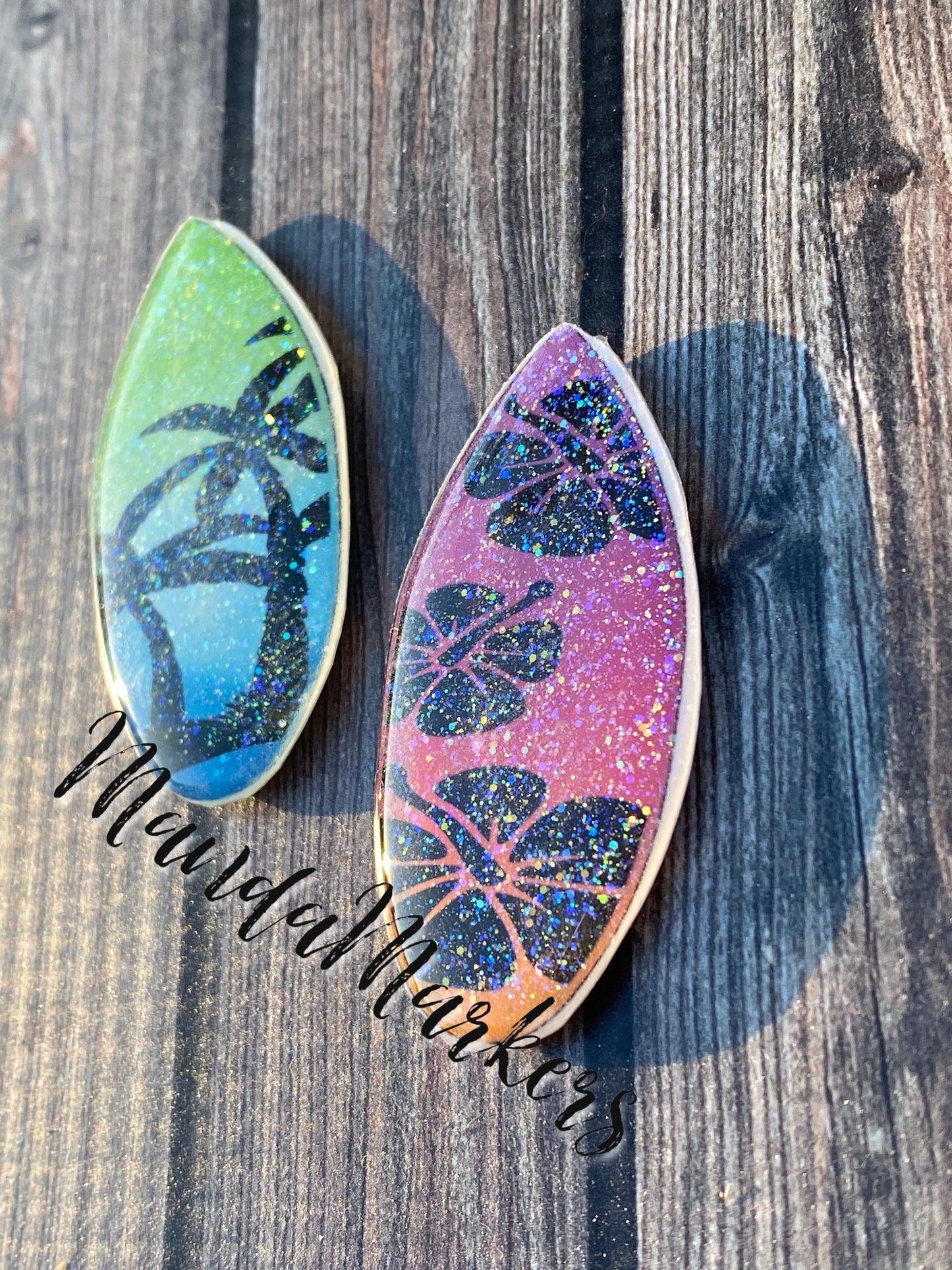 Surf Board Glittery Ombre Xray Markers Customized with Initials