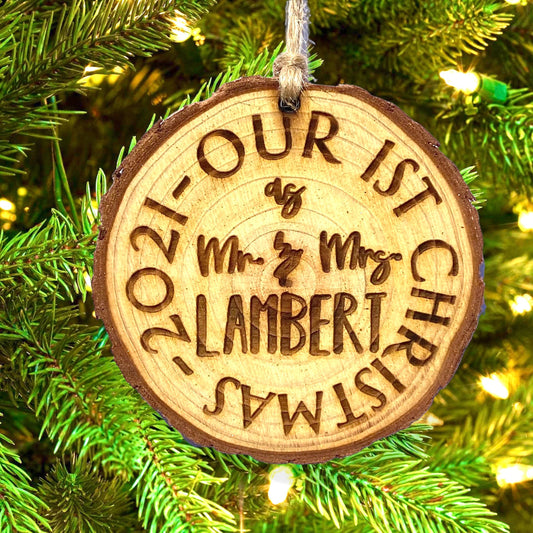 Our First Christmas as Mr and Mrs Personalized Wedding Gift Ornament