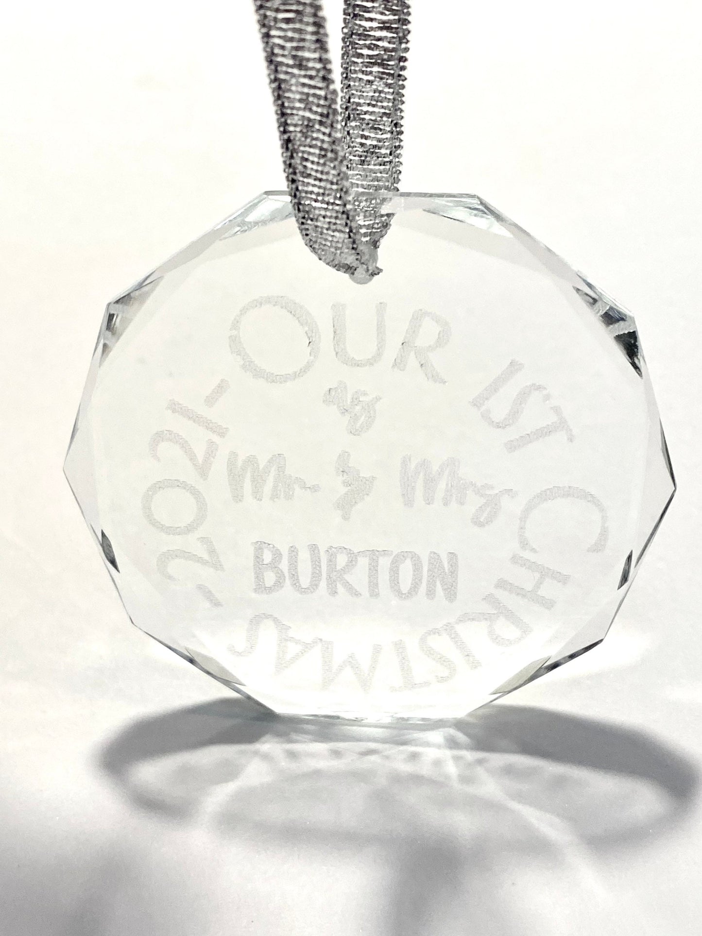 Crystal Christmas as Mr and Mrs Personalized Wedding Gift Ornament