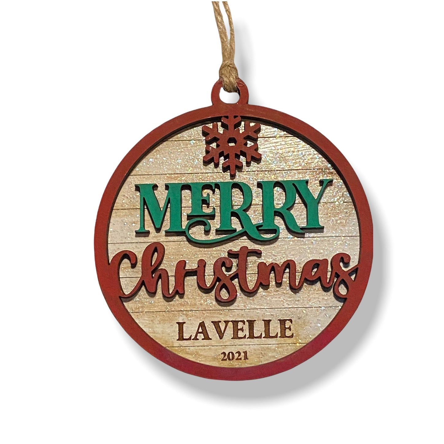 Rustic Wooden Personalized Christmas Ornament