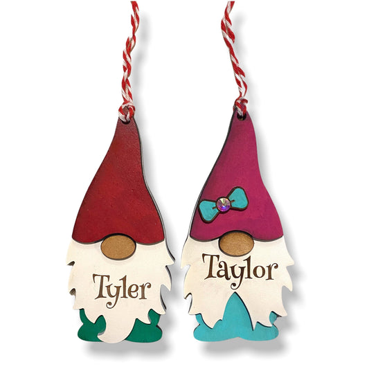 Personalized Gnome Wooden Christmas Ornament
