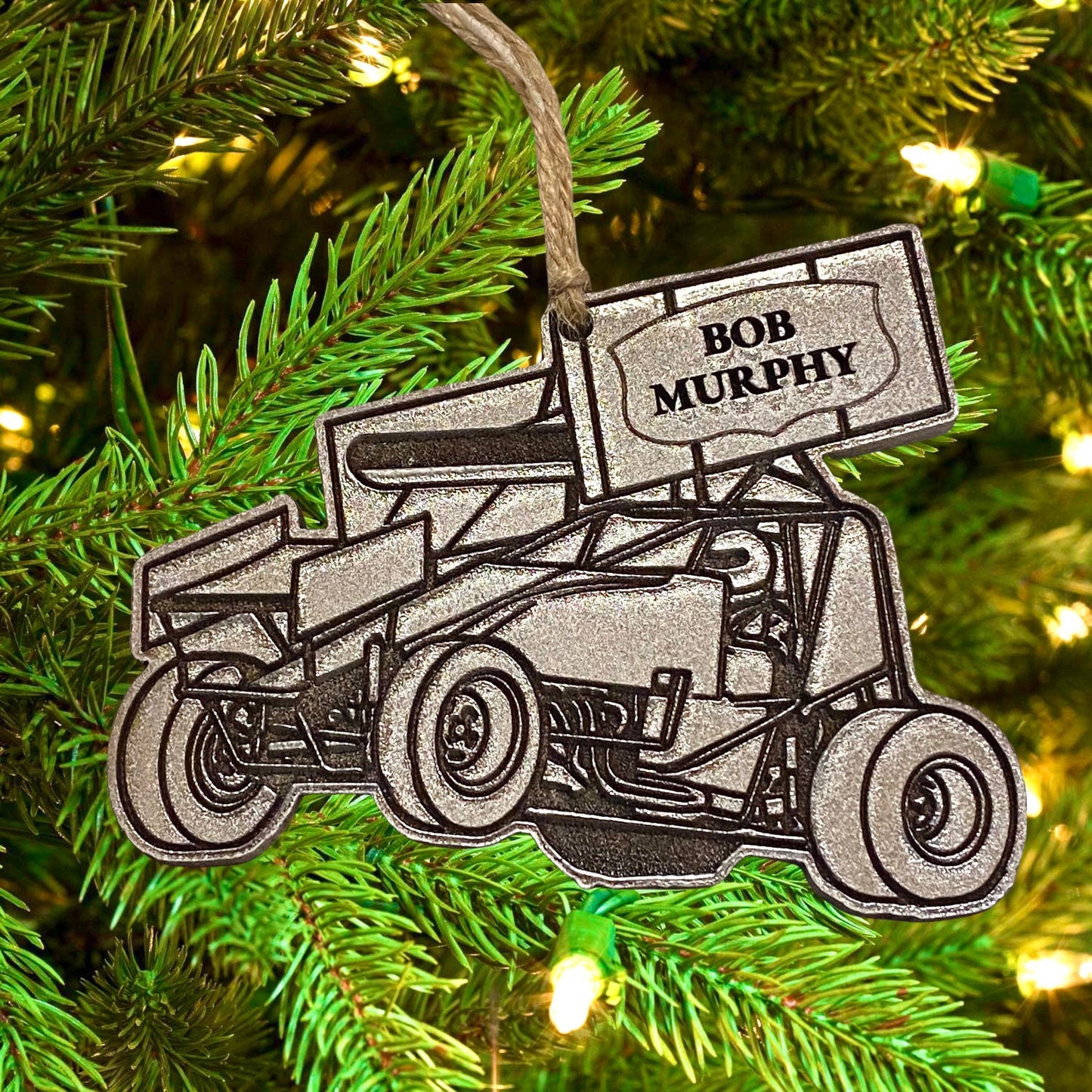 Sprint Car Dirt Track Racing Christmas Ornament Personalized