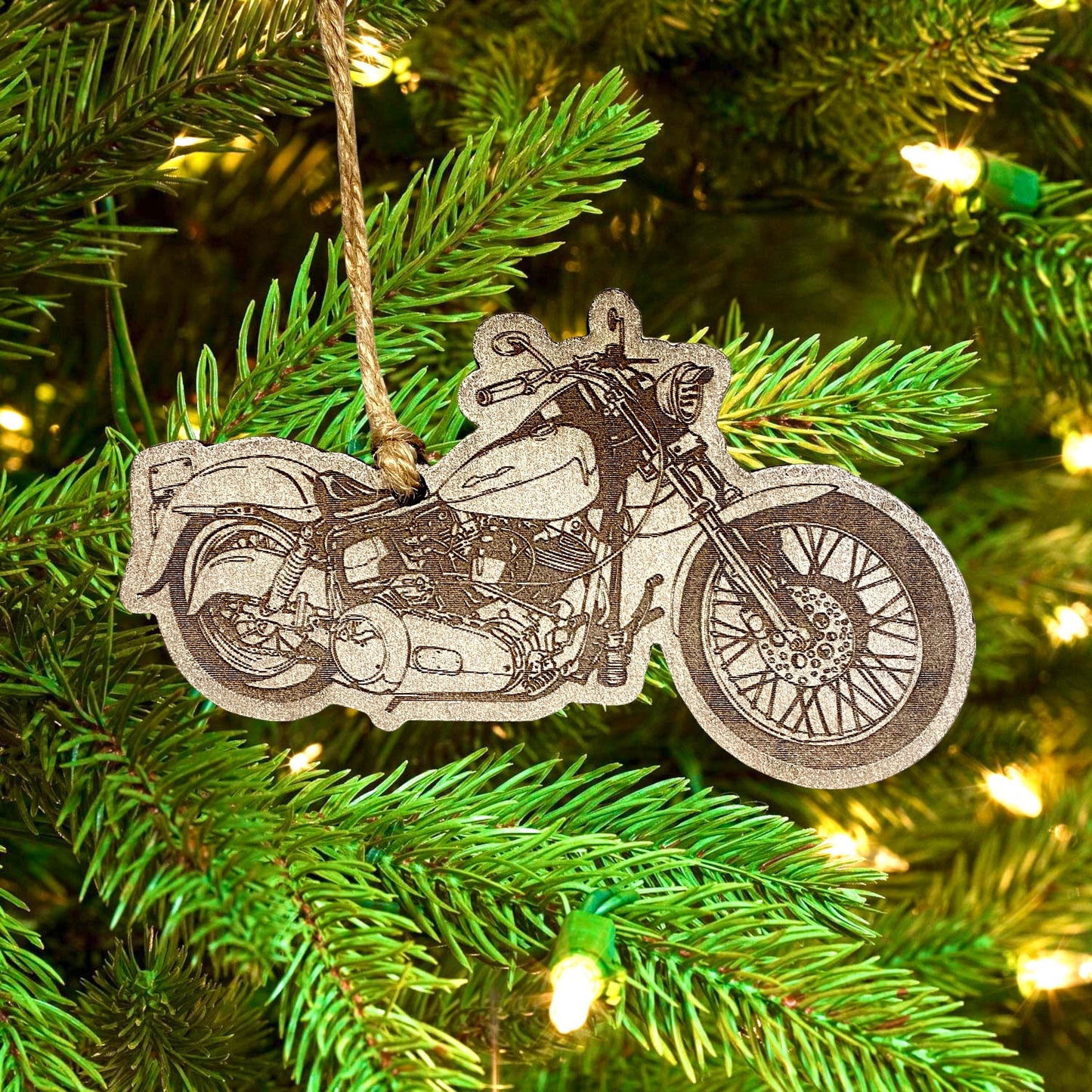 Metallic Motorcycle Wooden Christmas Ornament