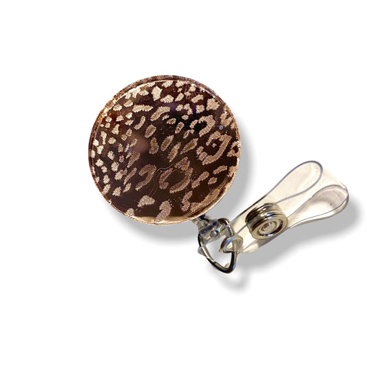 Rose Gold Leopard Badge Reel